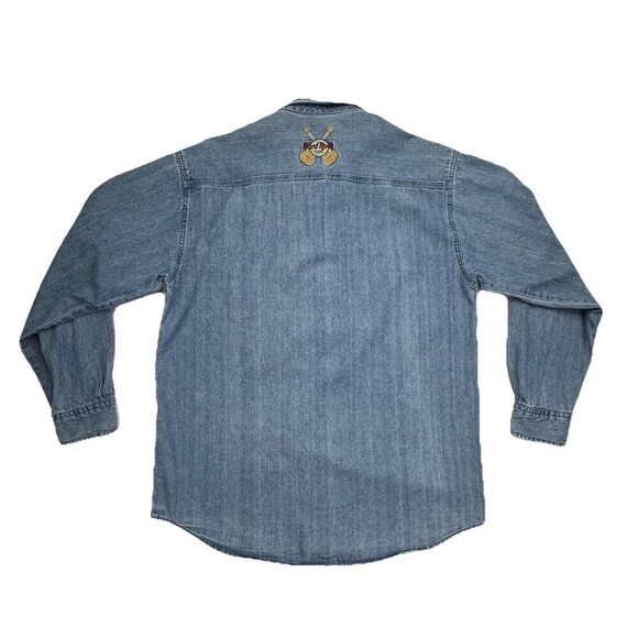 Vintage Hard Rock Cafe Denim Shirt ORLANDO Button Up Long Sleeve Size Medium - Picture 3 of 10